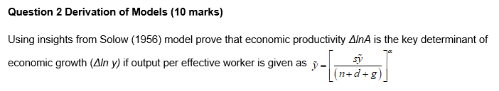 is the key determinant of economic growth (?ln y) if output per