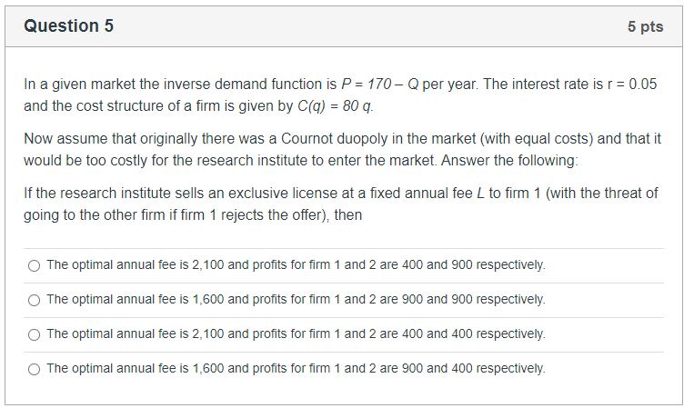 DDS and the cost structure of a rm is given by CM)