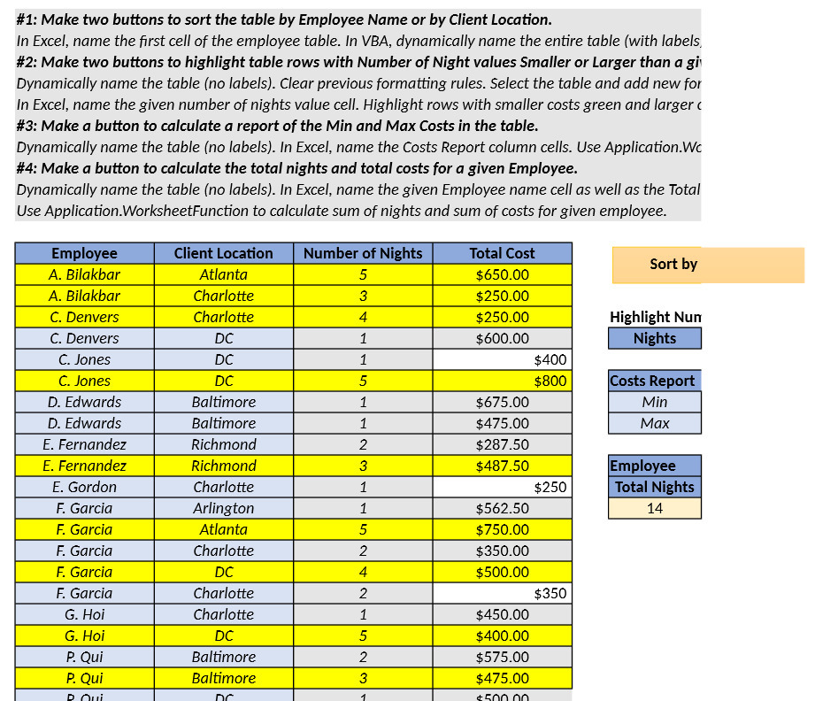 or by Client Location. in Excel, name the rst cell of the