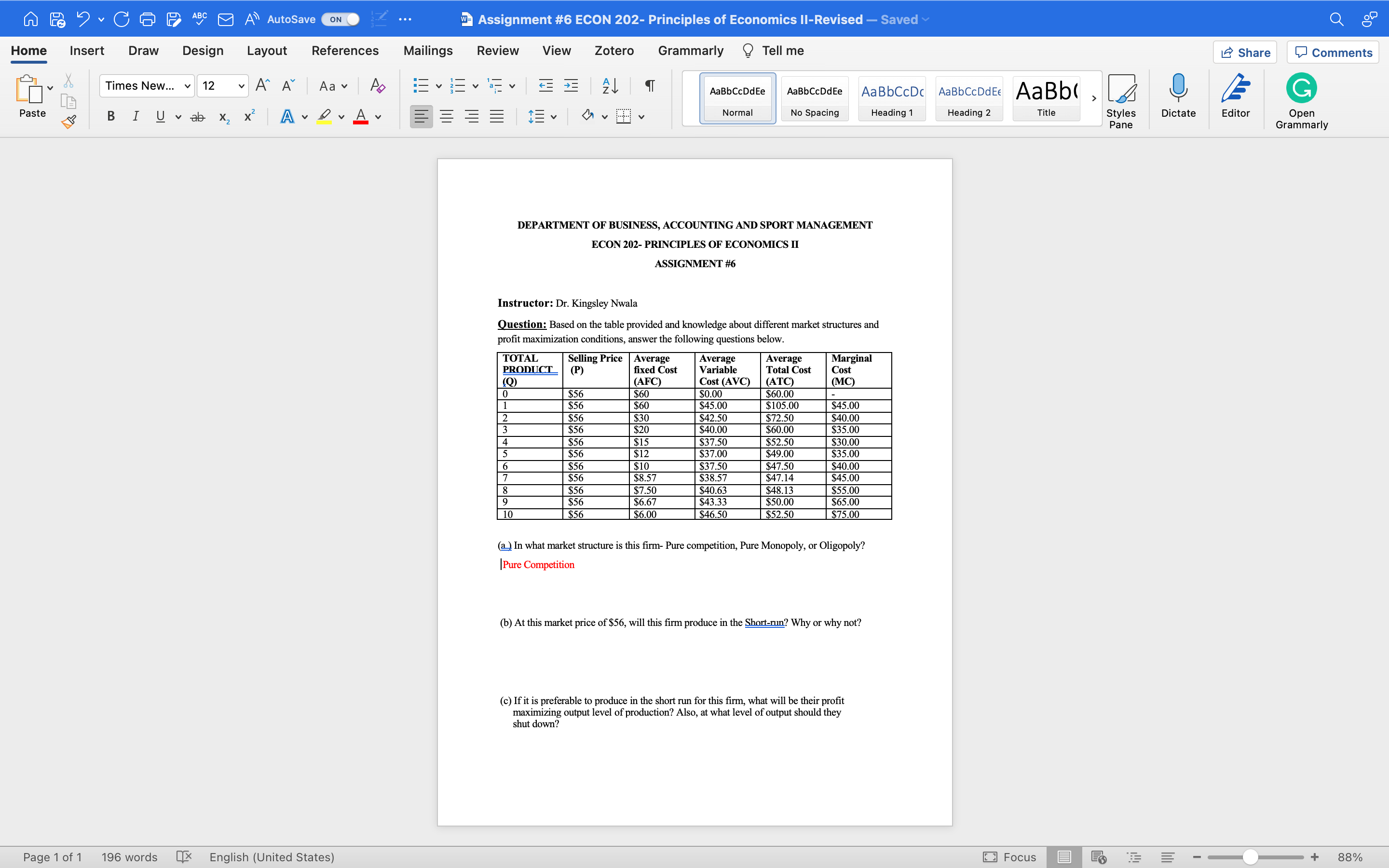 w- Assignment #6 ECON 202- Principles of Economics II-Revised - Saved Home