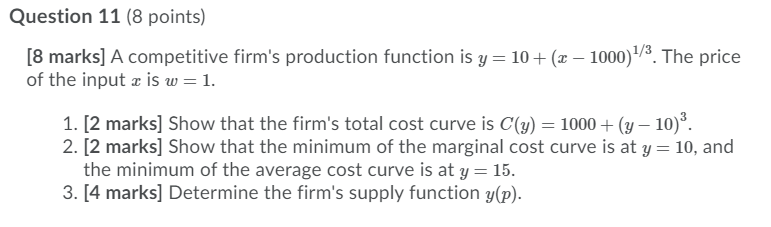 Please answer all parts! Question 11 (8 points) [8 marks] A
