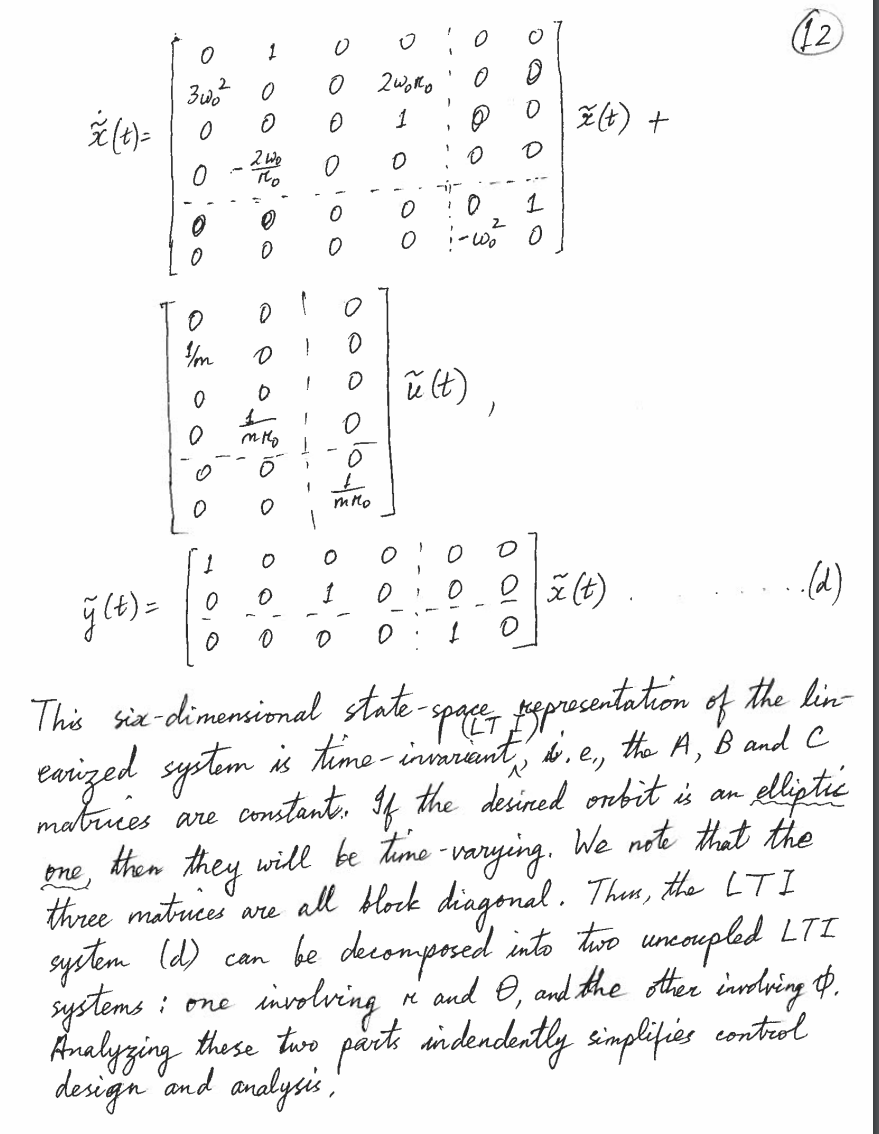 linearized equations of motion are exactly what is shown in these notes.