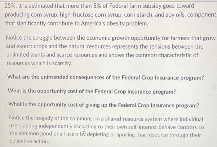the problem of the Federal Crop Insurance Policy while the second article