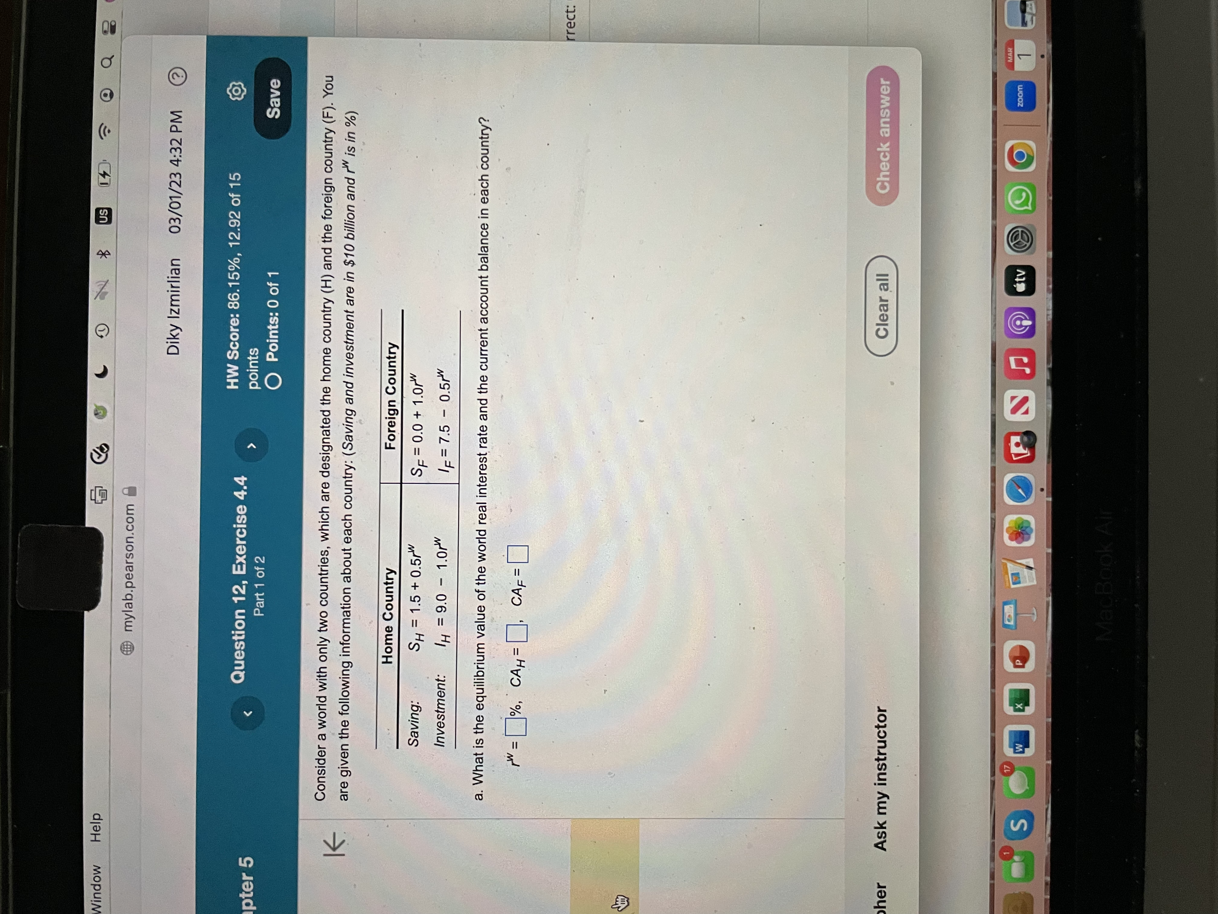 86.15%, 12.92 of 15 Part 1 of 2 points O Points: 0