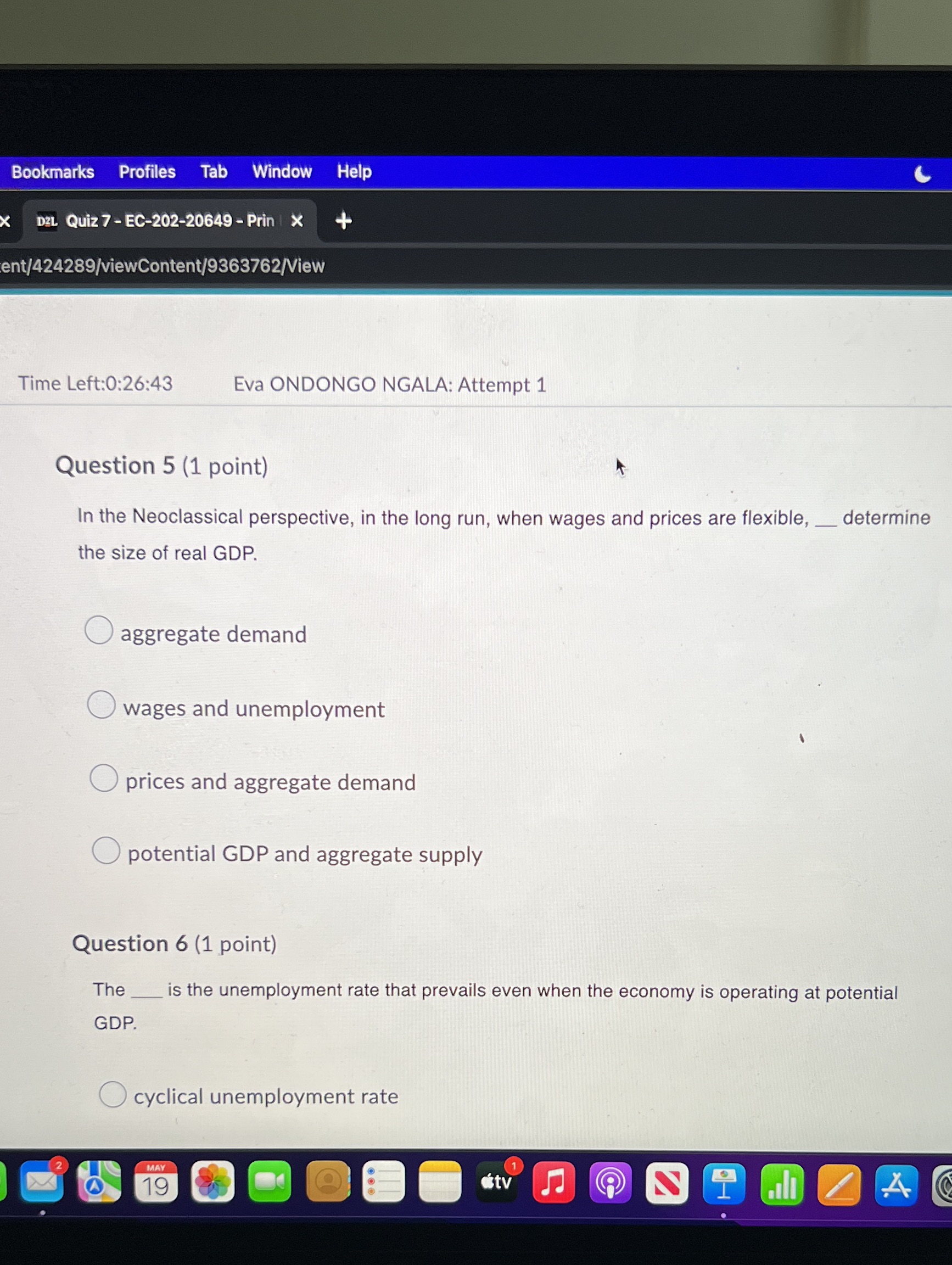 Bookmarks Profiles Tab Window Help C DEL Quiz 7 - EC-202-20649