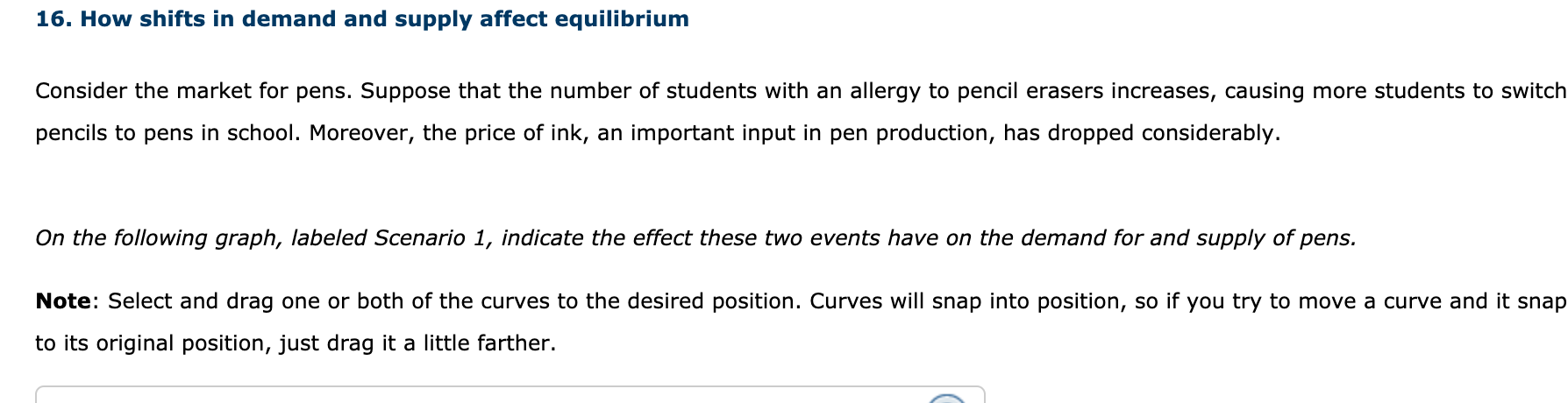 production, has dropped considerably. 0n the following graph, labeled Scenario 1, indicate
