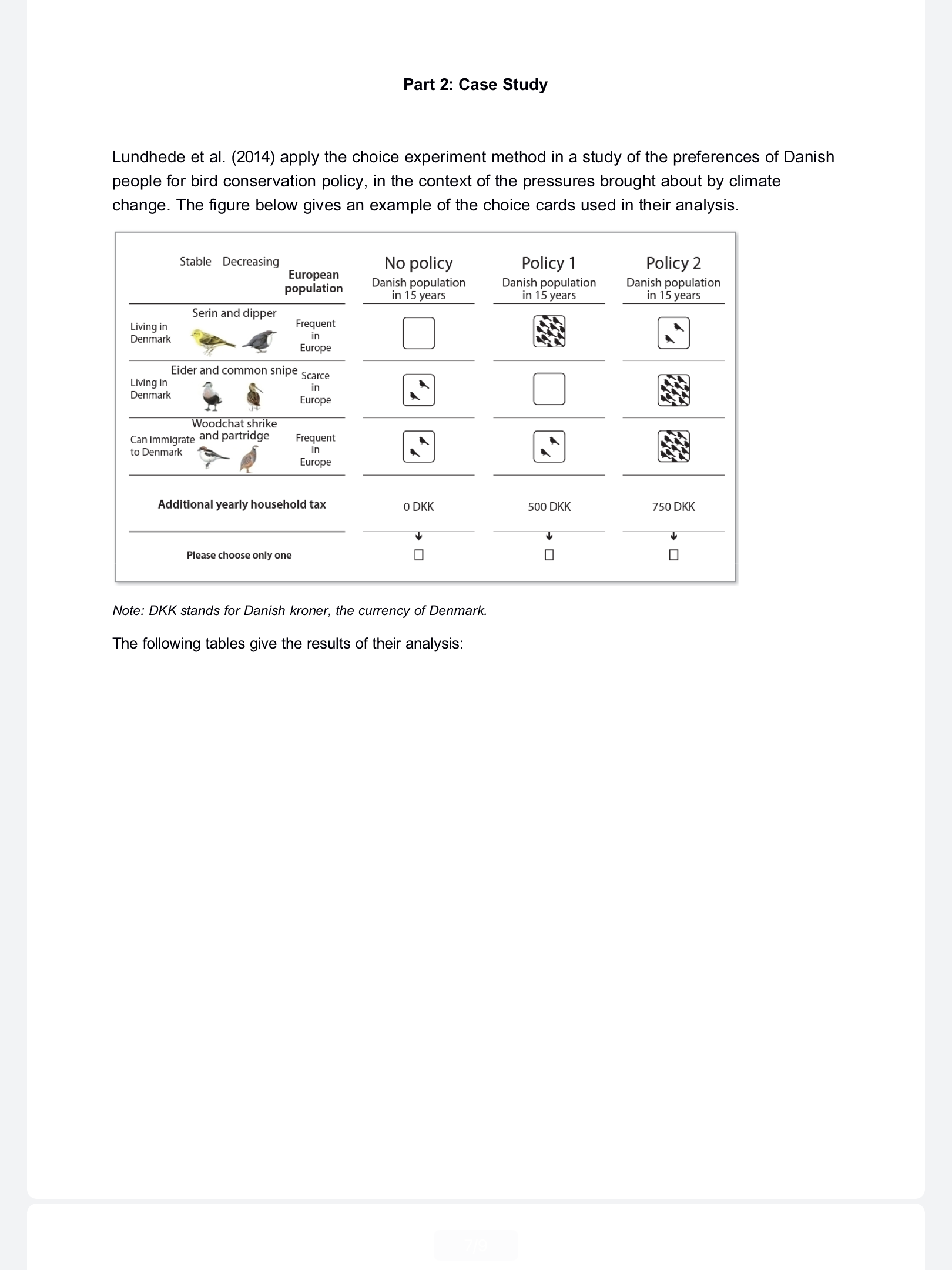 climate change. The figure below gives an example of the choice cards