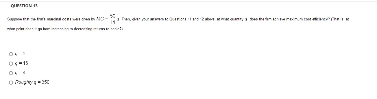 function from Question 10 after taking into account these fixed costs? O