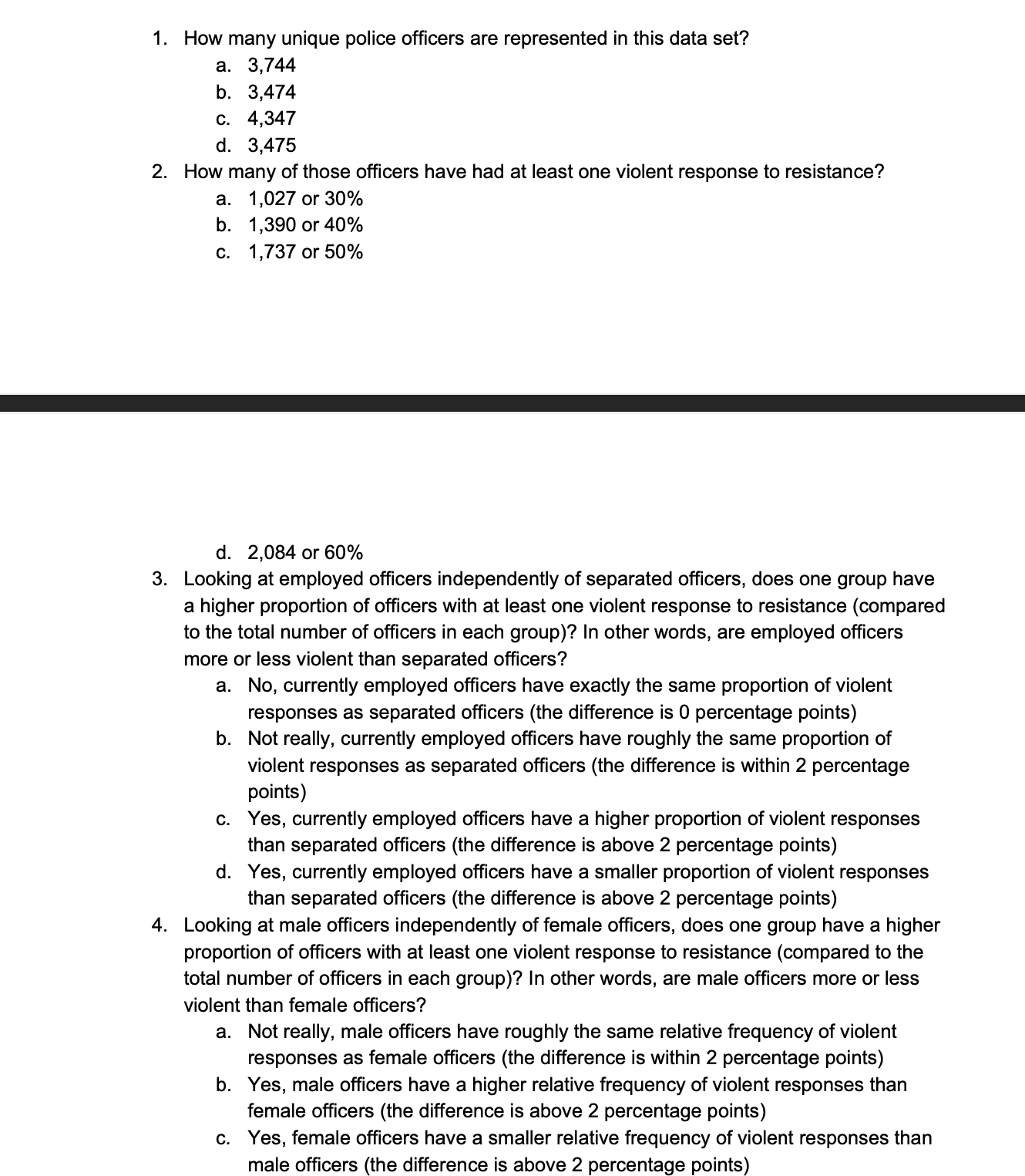 2. How many of those officers have had at least one violent