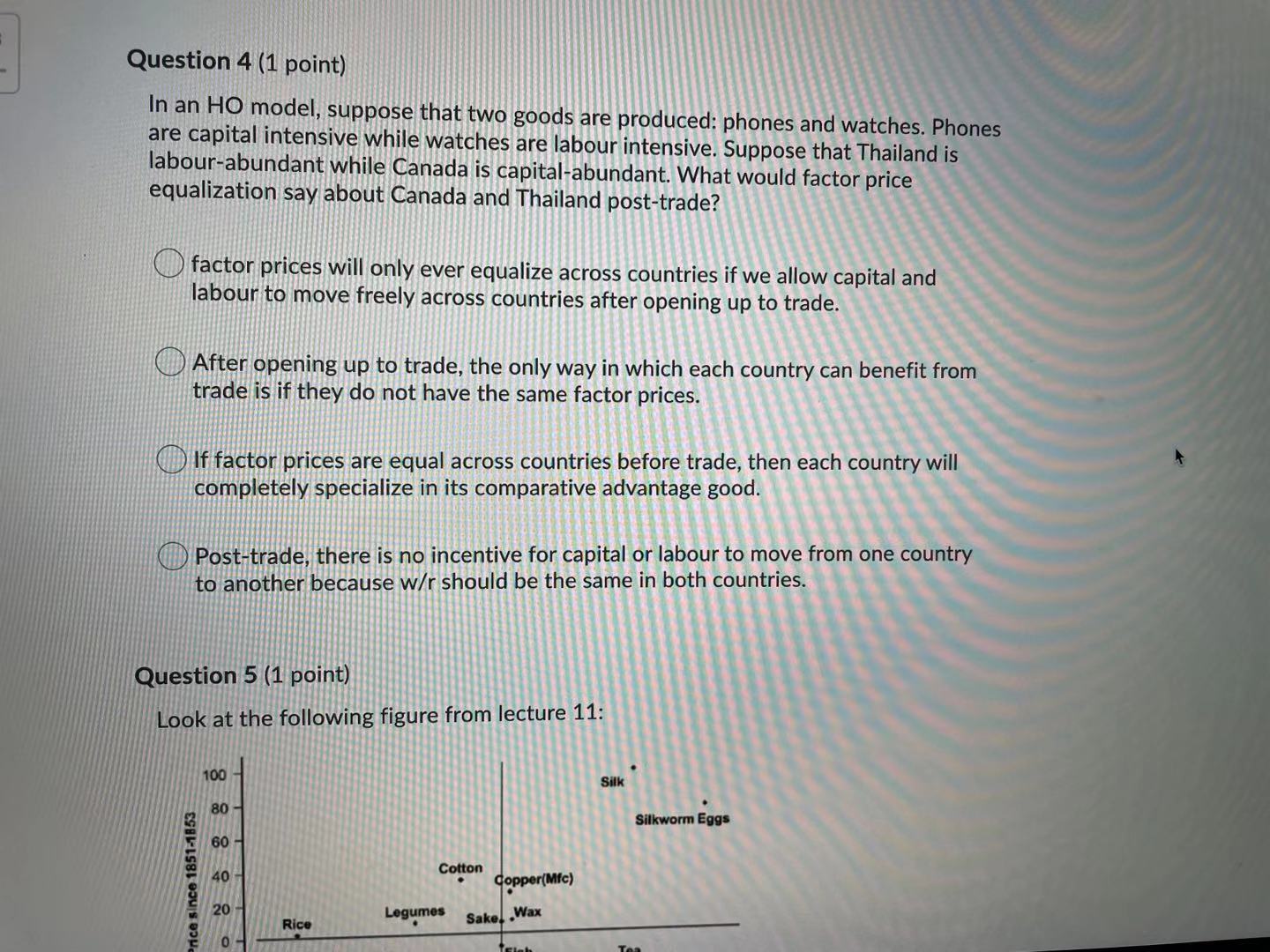  ecccececece Question 4 (1 point) In an HO model, suppose that