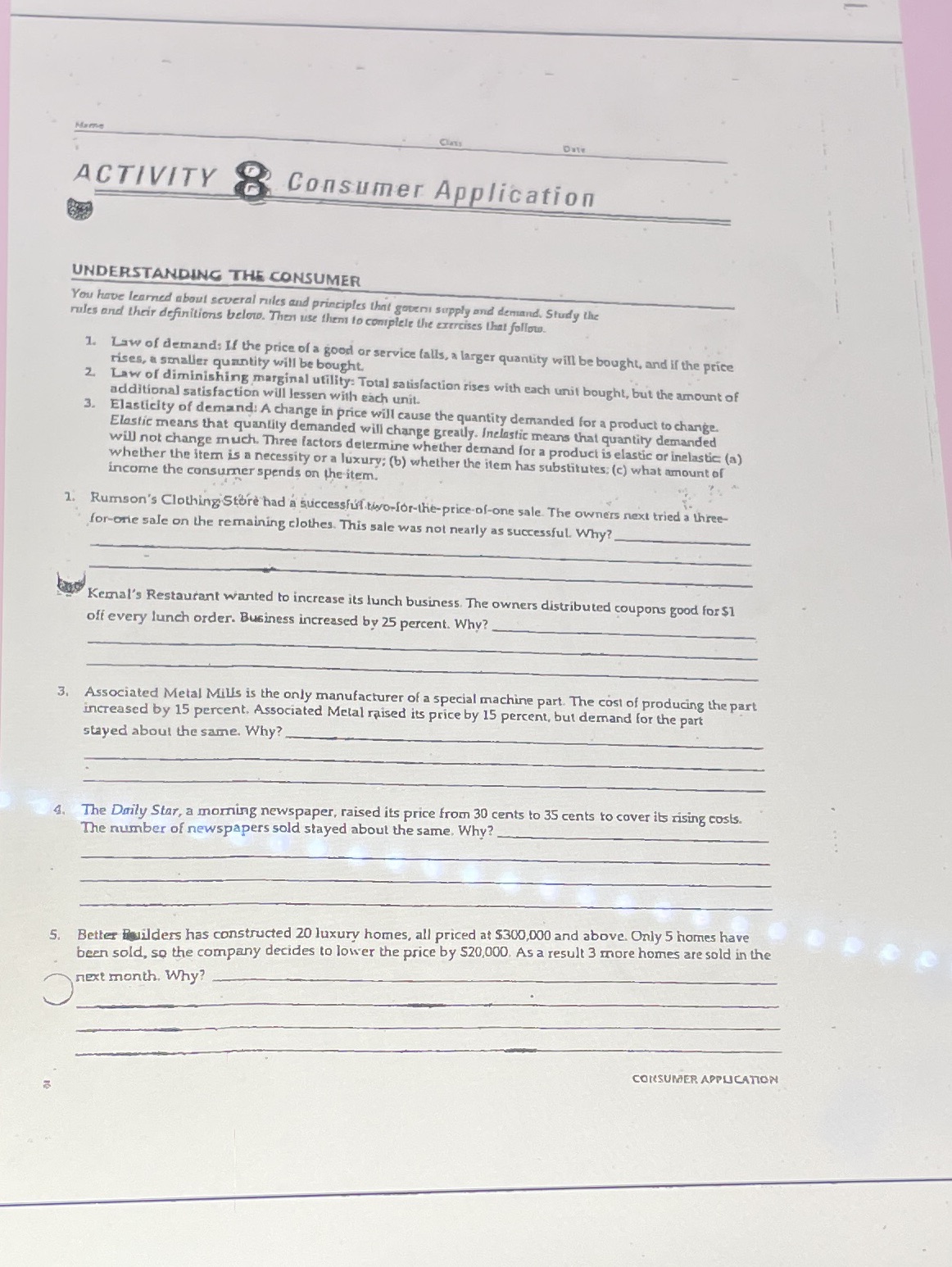 basically need help with the whole packet ACTIVITY & Consumer Application