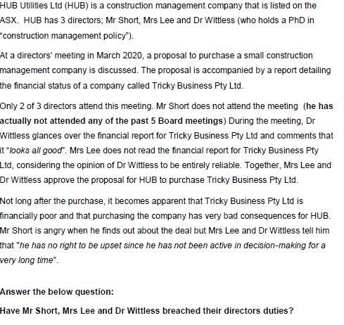 section form corporation act 2001 and case law