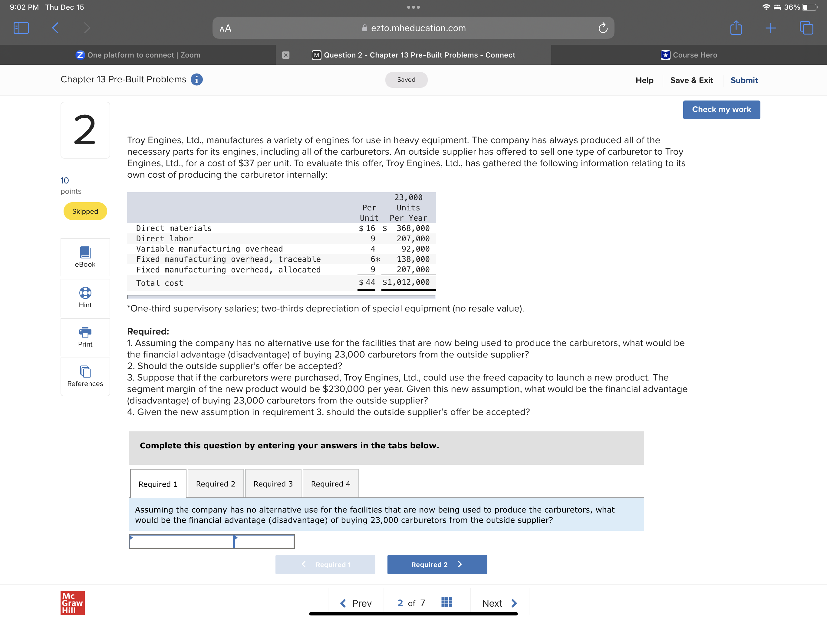 has always produced all of the necessary parts for its engines, including