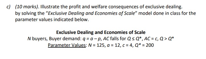  Entry Deterrence and Exclusive Dealing c) (10 marks). Illustrate the profit