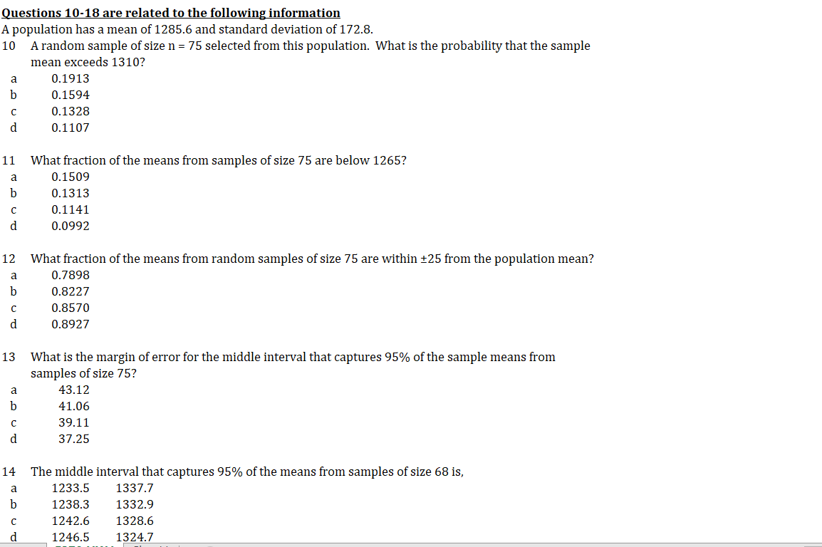 rounding. Questions 1-4 are based on the following: A statistics instructor asks