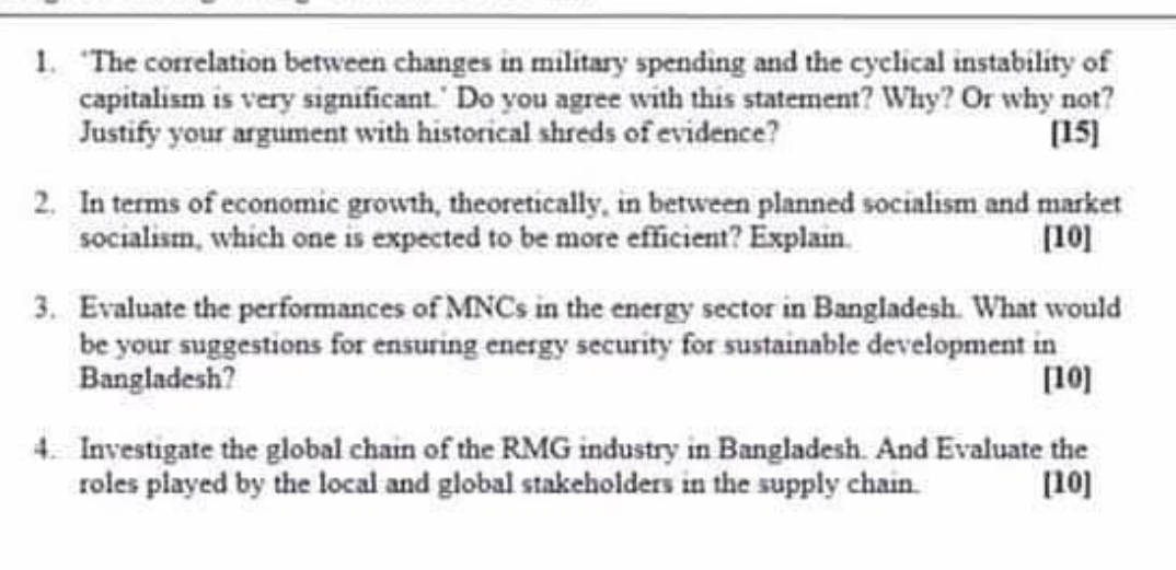 changes in military spending and the cyclical instability of capitalism is very