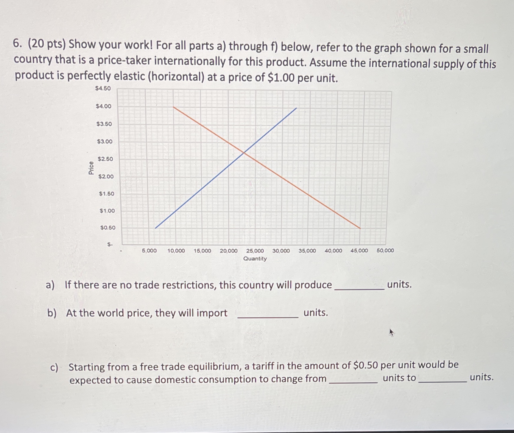 Please help! 6. (20 pts) Show your work! For all parts