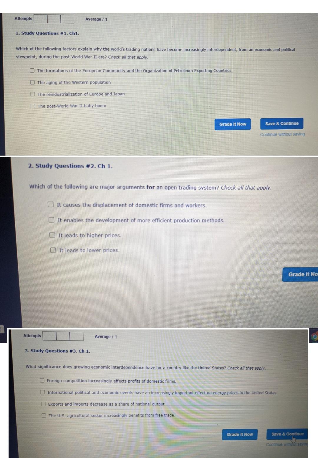  Attempts Average / 1 1. Study Questions #1. Chl. Which of