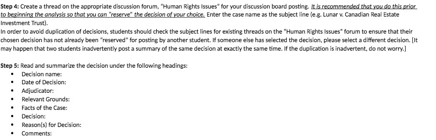 Rights Issues" for your discussion board posting. It is recommended that you