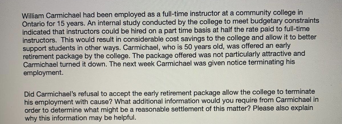 as a full-time instructor at a community college in Ontario for 15