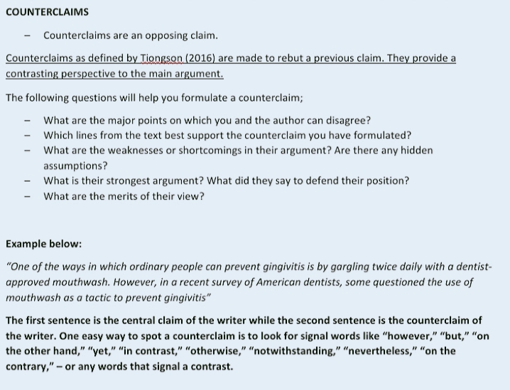 a previous claim. They provide a contrasting perspective to the main argument.