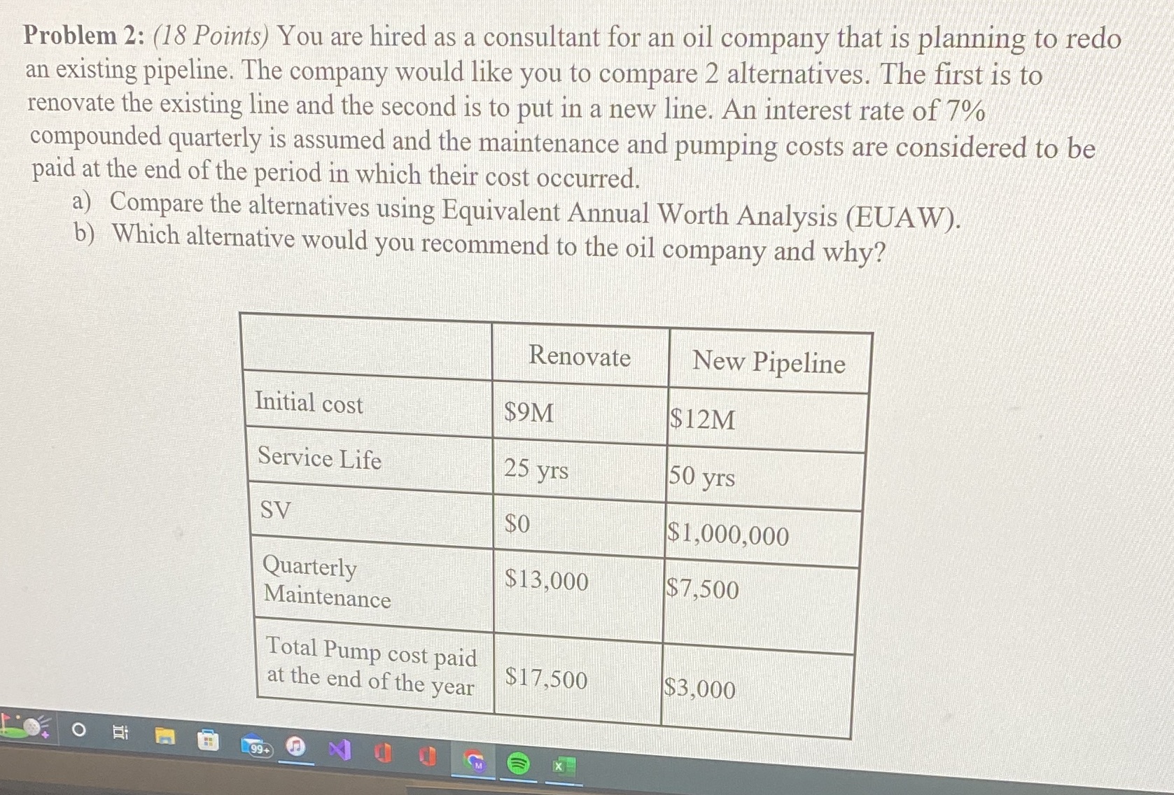 an oil company that is planning to redo an existing pipeline. The