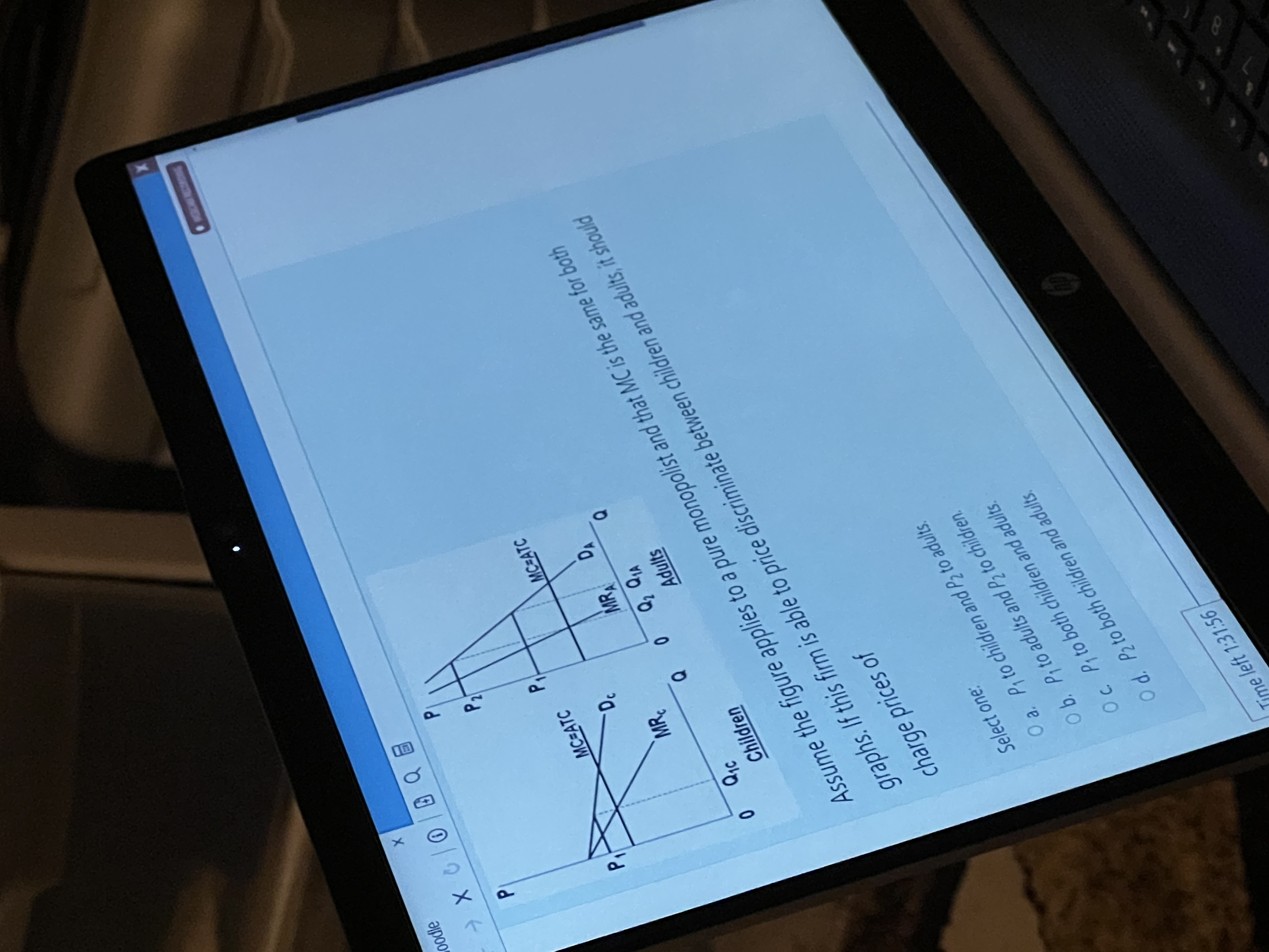 P2 P Demand 0 Q2 Q Quantity Marginal Revenue In the accompanying
