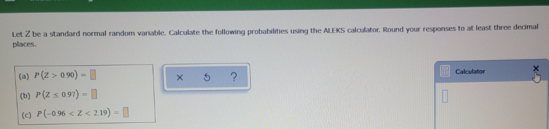  probability. Let Z be a standard normal random variable. Calculate the