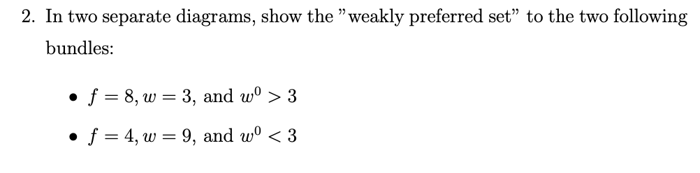 s to\2. In two separate diagrams, show the " weakly preferred set"
