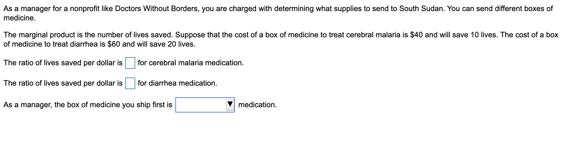 are charged with determining what supplies to send to South Sudan. You