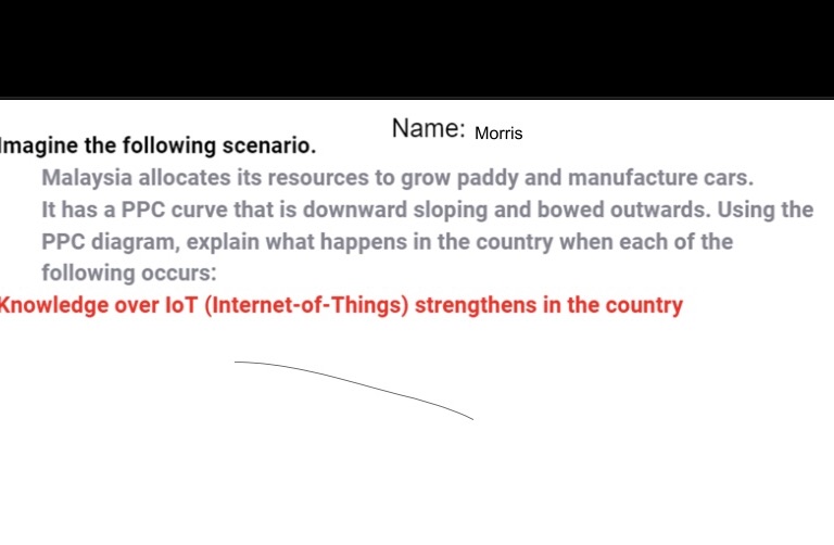 grow paddy and manufacture cars. It has a PPC curve that is