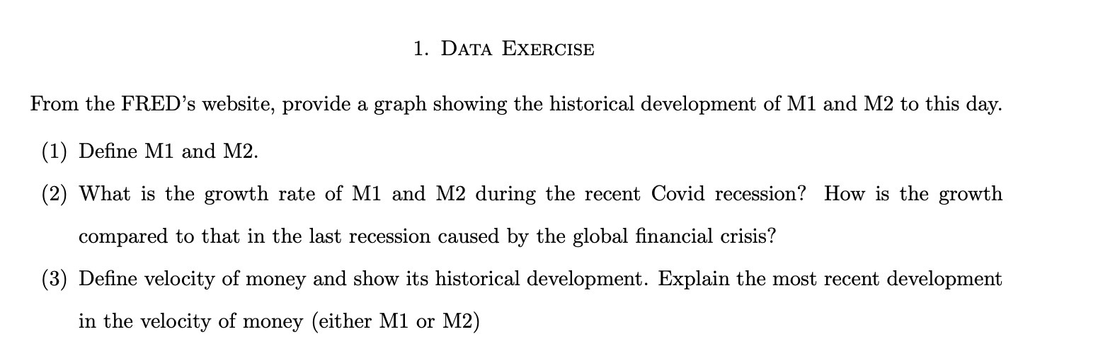 the historical development of M1 and M2 to this day. (1) Define