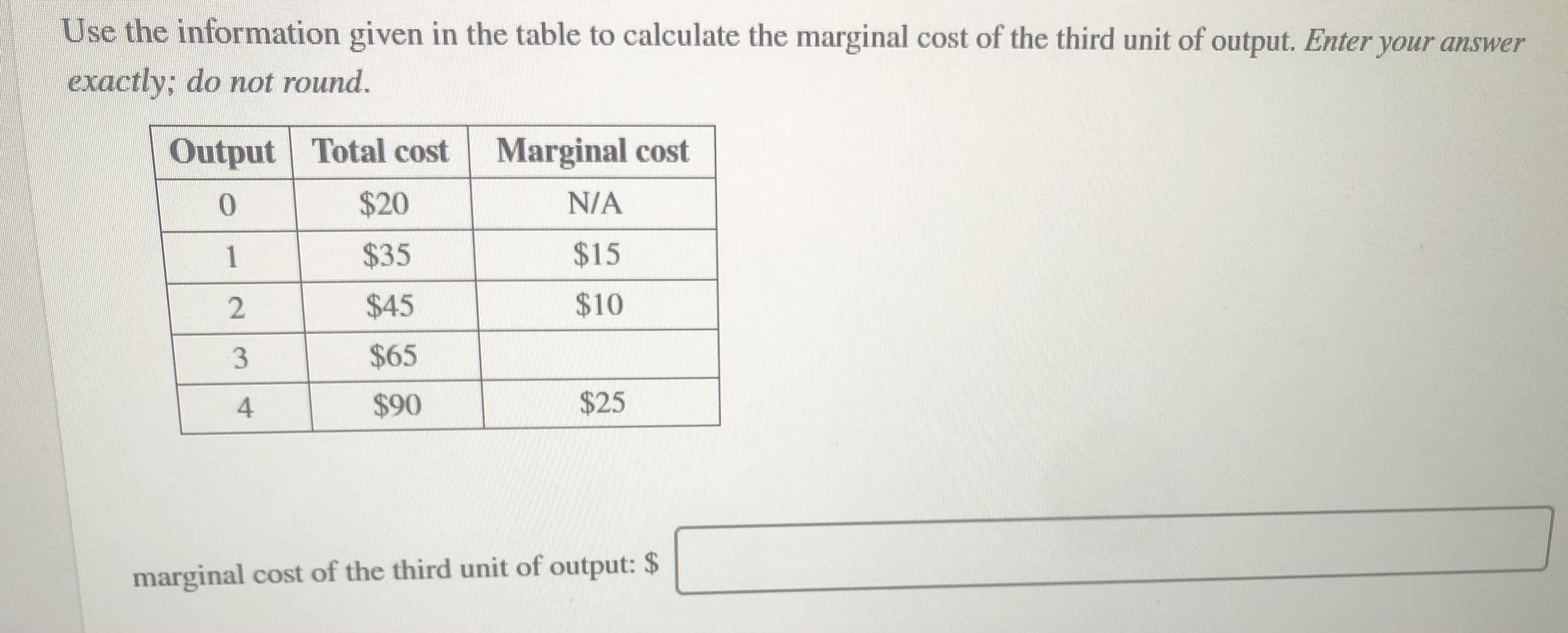 Help please Use the information given in the table to calculate