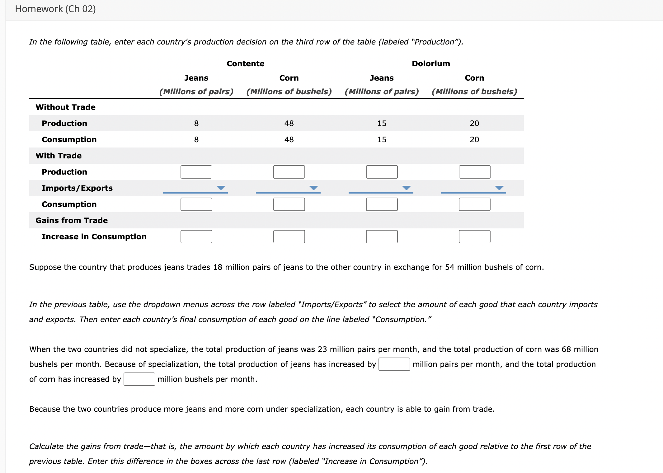 that they can use to produce jeans, corn, or a combination of