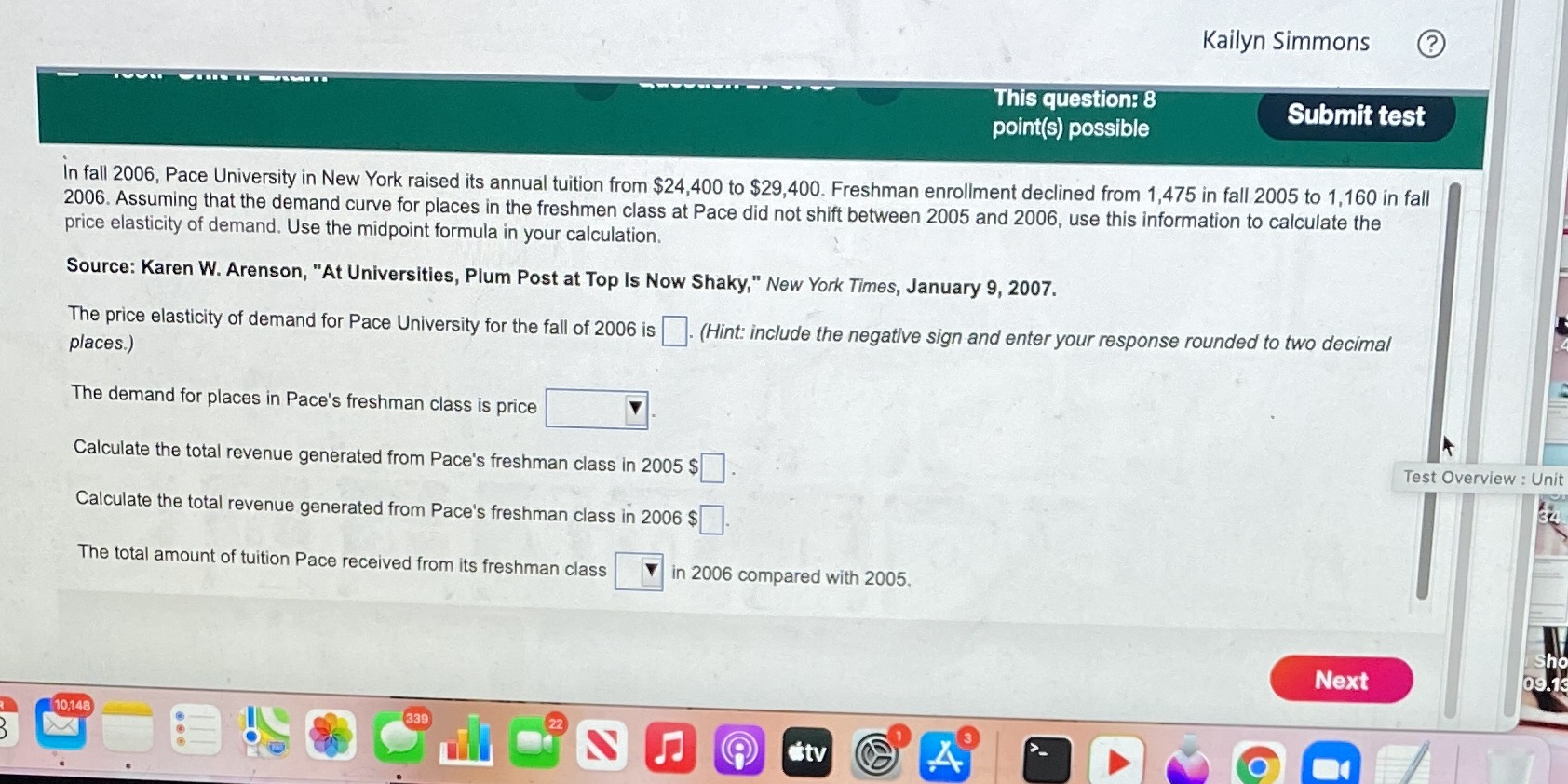 fall 2006, Pace University in New York raised its annual tuition from