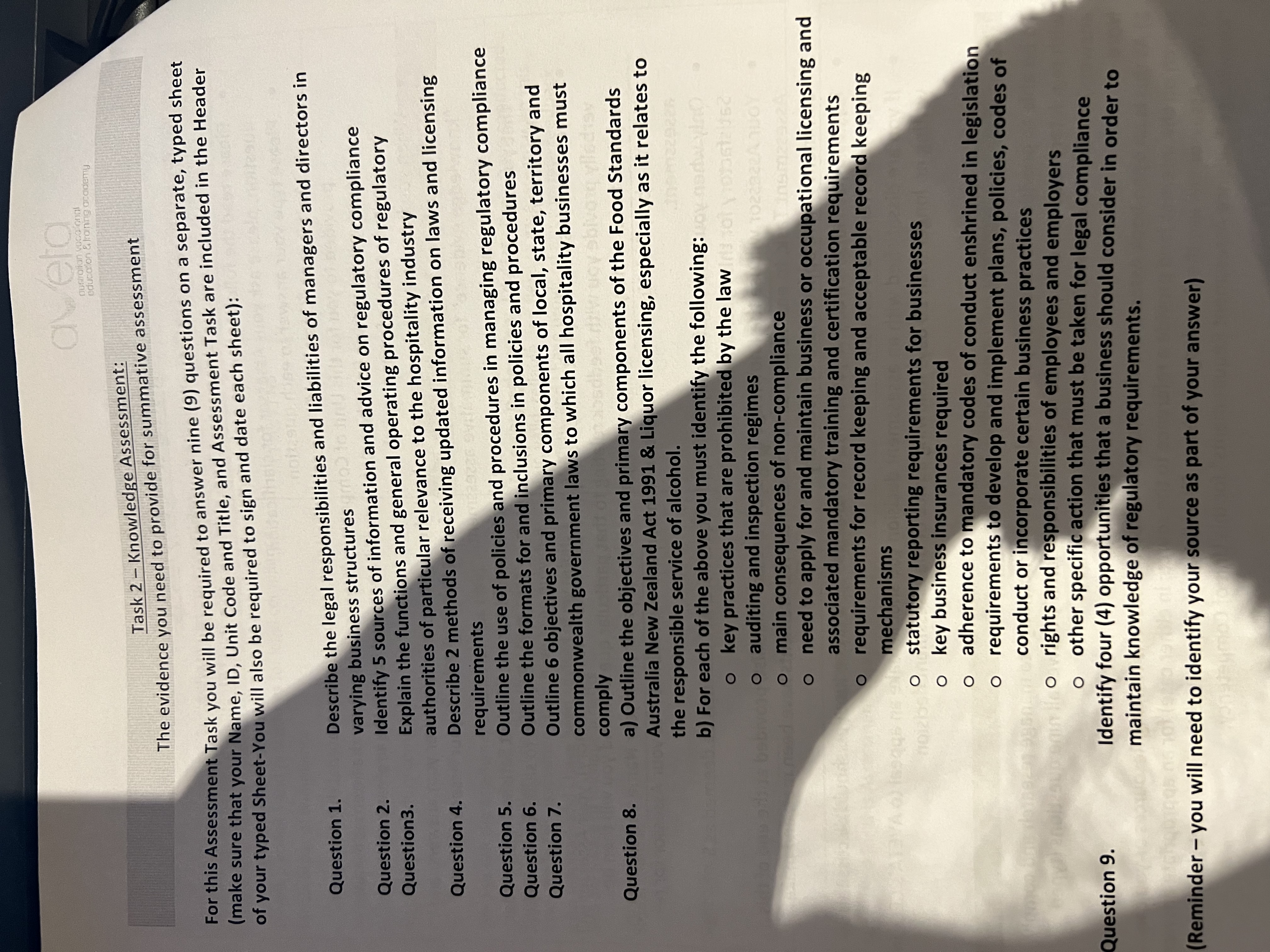 evidence you need to provide for summative assessment For this Assessment Task