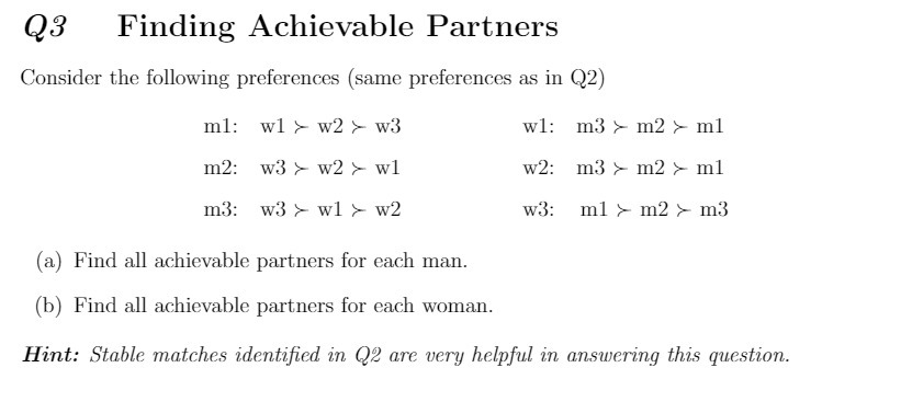 in Q2) ml: wl > w2 > w3 wl: m3 > m2
