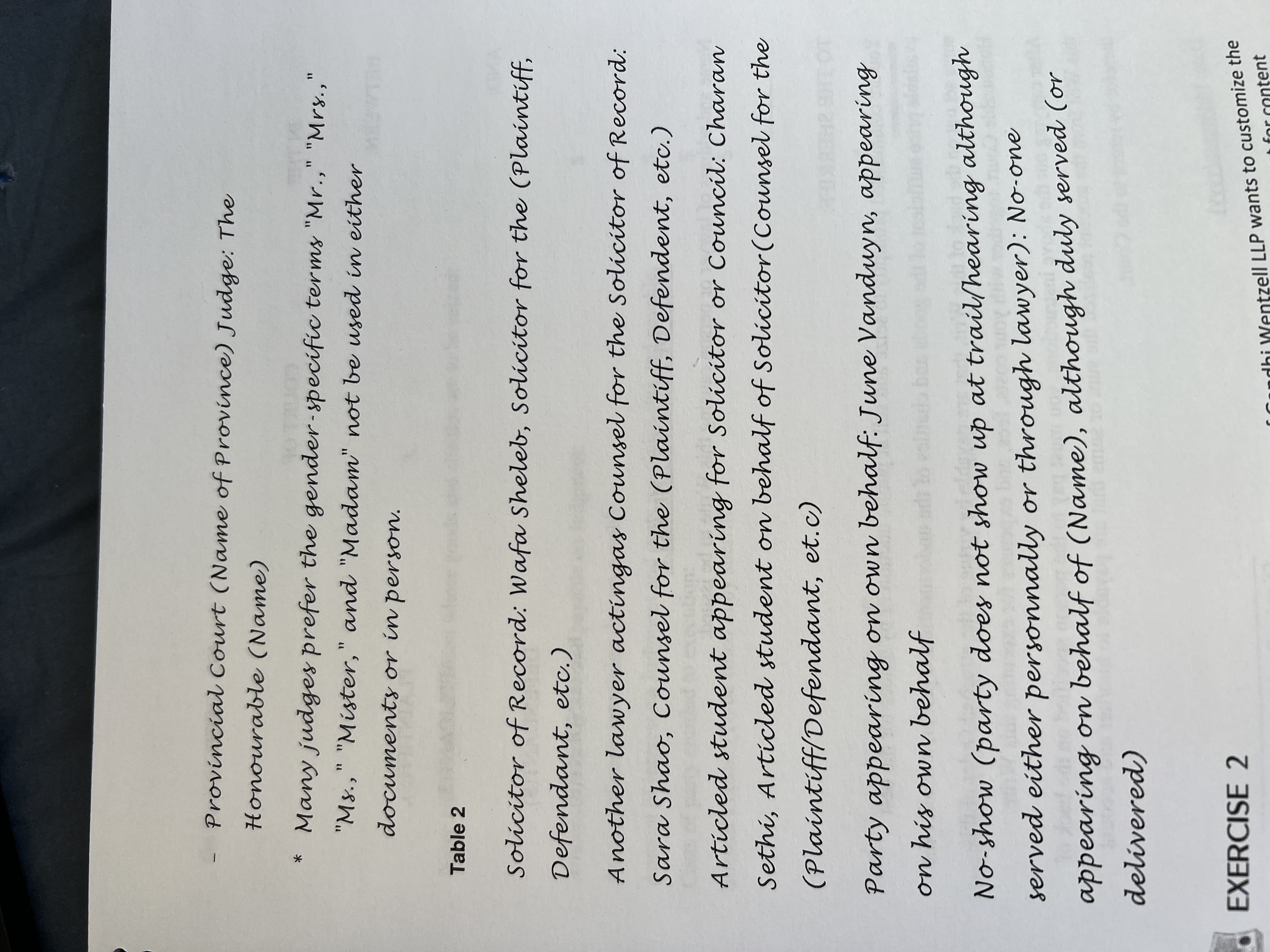 to refer to various other parties who appeared at the trial or