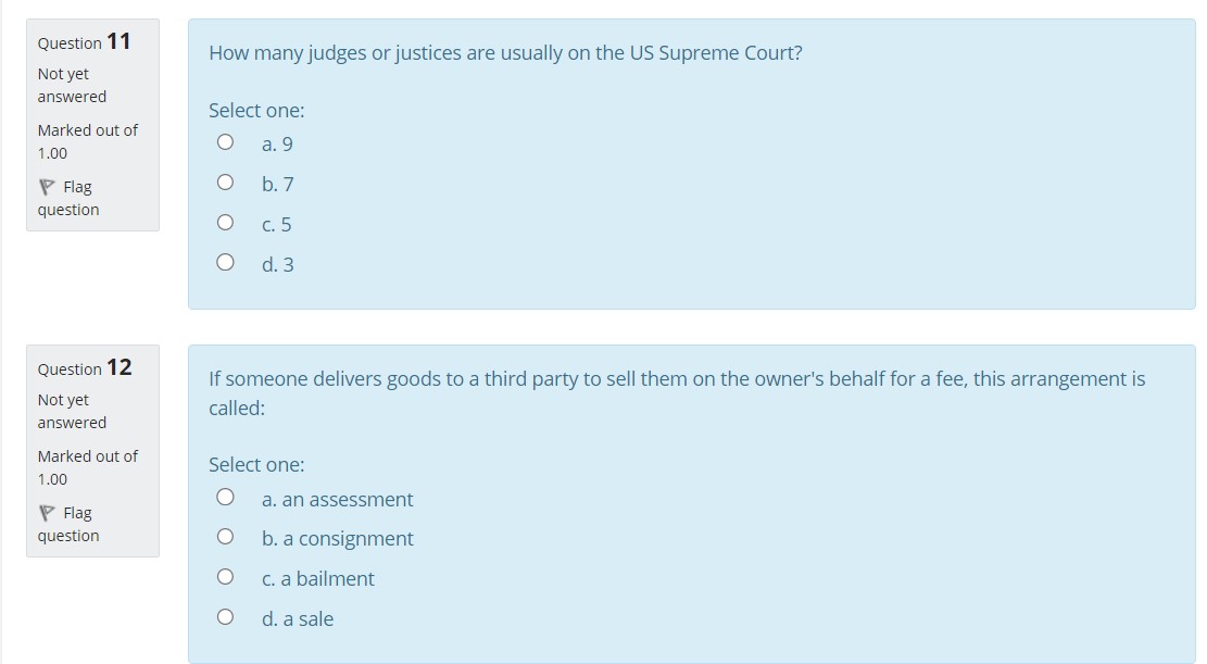 in a contract are generally: Not yet answered Select one: Marked out