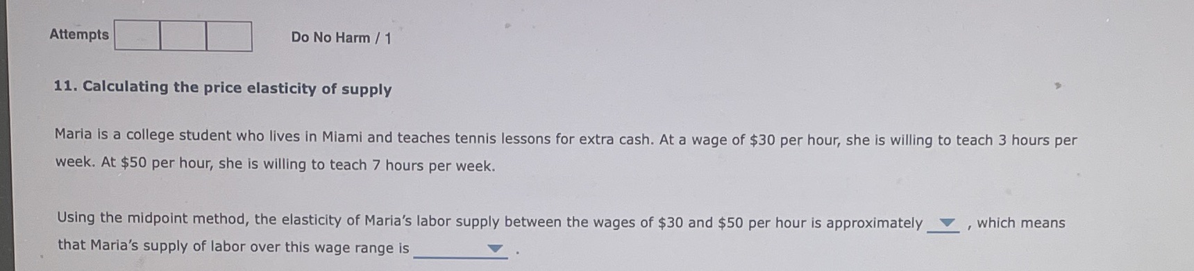 Attempts Do No Harm / 1 11. Calculating the price elasticity