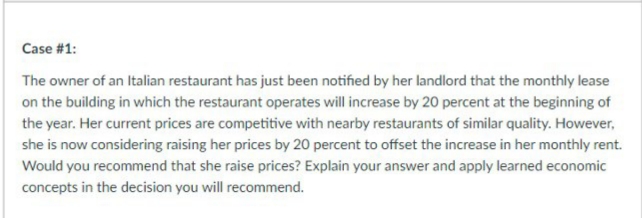  Please help me answer this. ASAP Case #1: The owner of