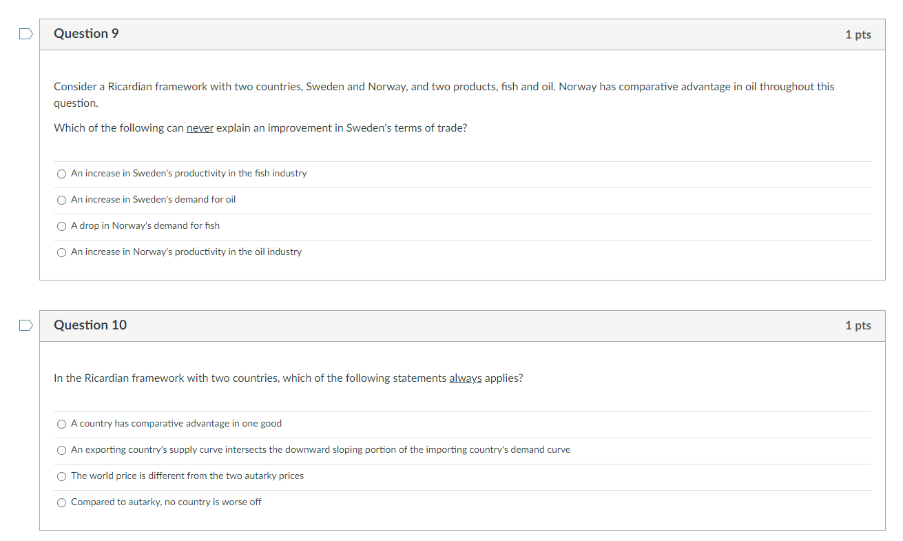  answer the following questions D Question 9 1 pts Consider a