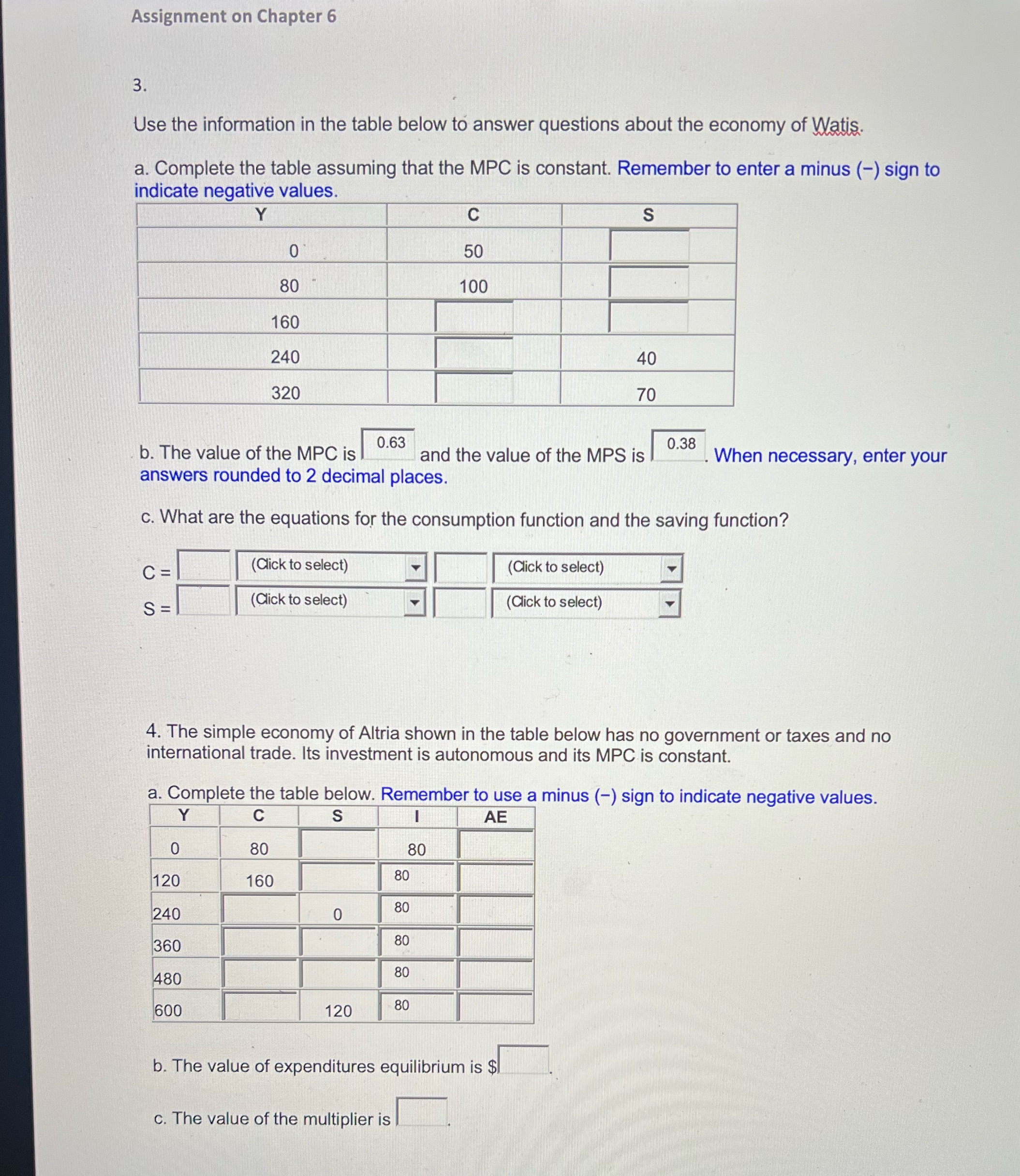 Can you help me solve the assignment Assignment on Chapter 6