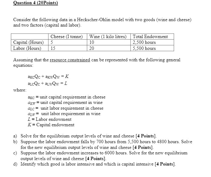 with two goods (wine and cheese) and two factors (capital and labor)