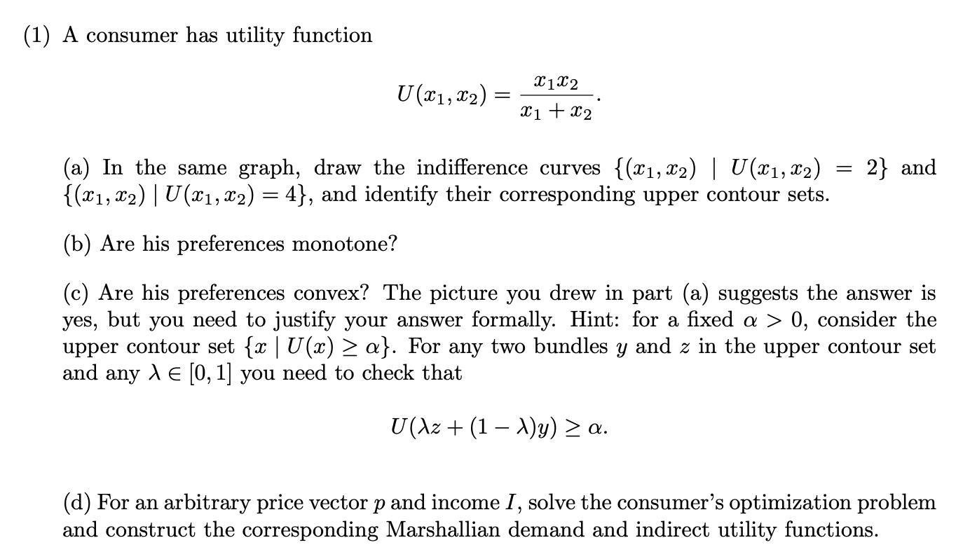  please show the steps. (1) A consumer has utility function 1331332