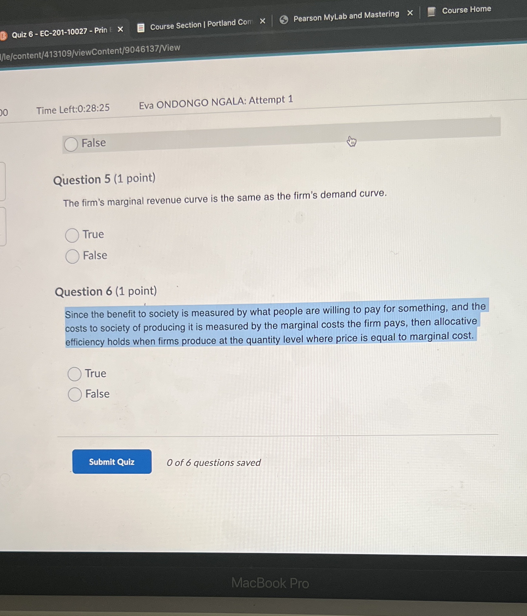 Course Section | Portland Com x Pearson MyLab and Mastering X