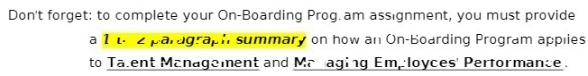 provide a l . z paragraph summary on how an On-Boarding Program