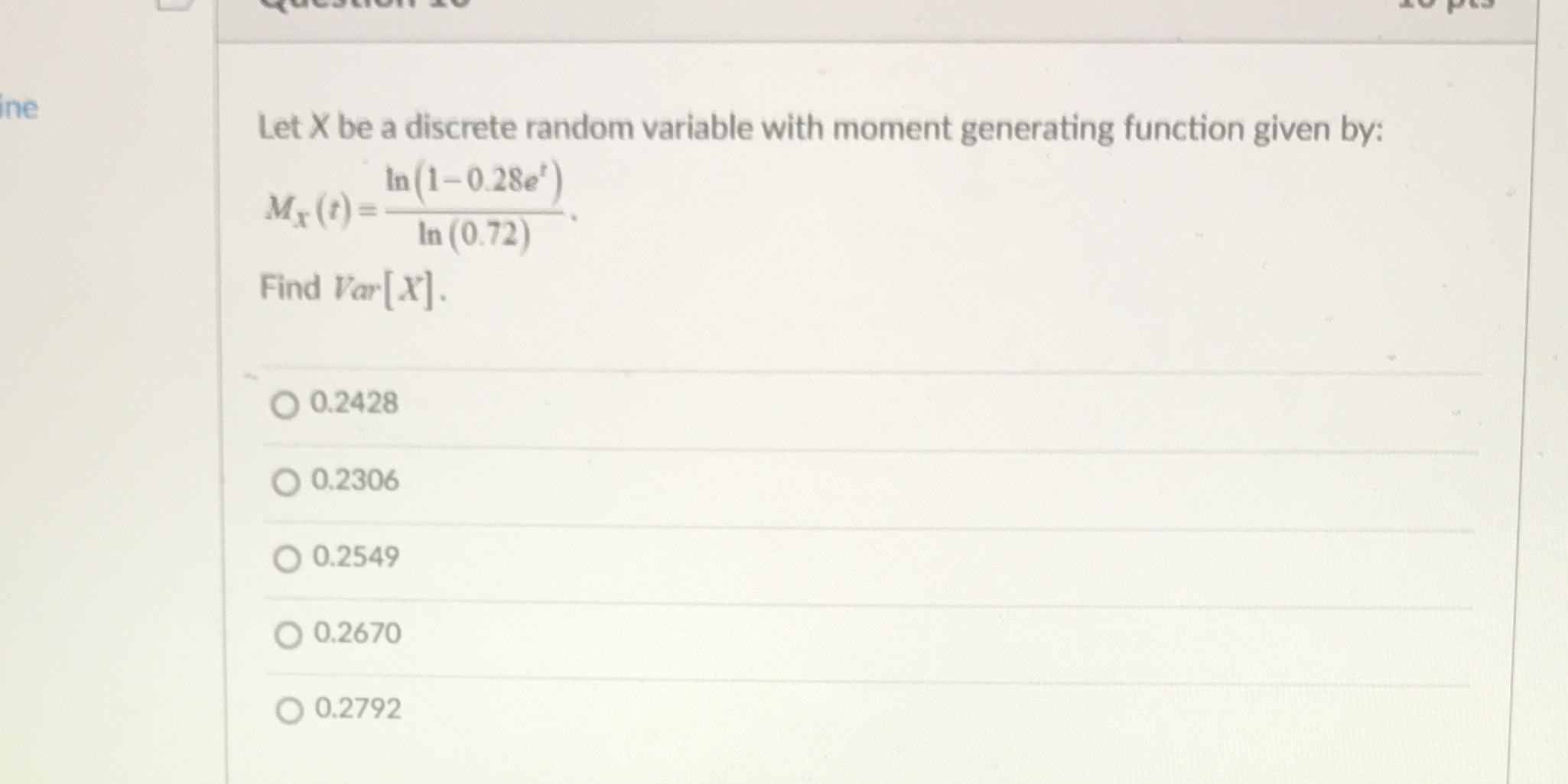  This is a probability question from Math 370 ine Let X