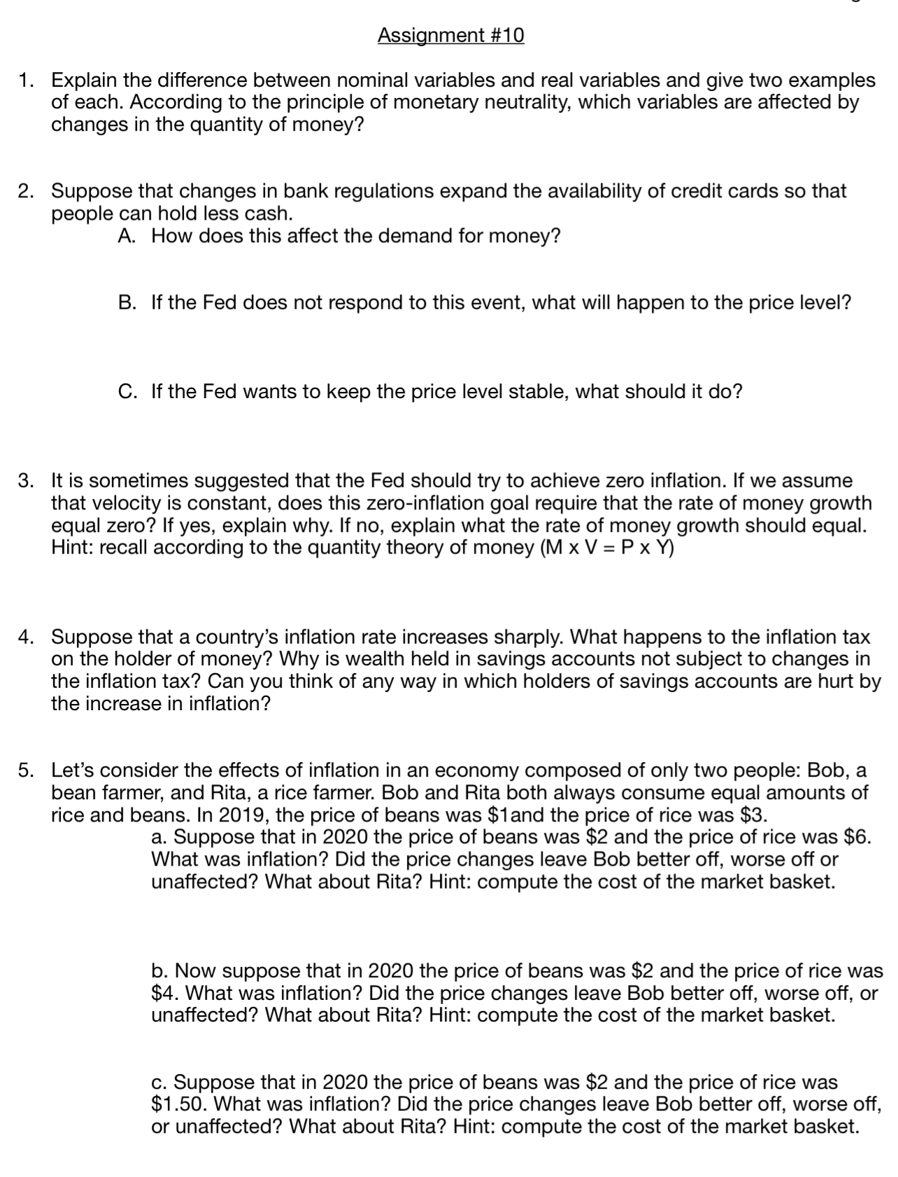 monetary neutrality, which variables are affected by changes in the quantity of