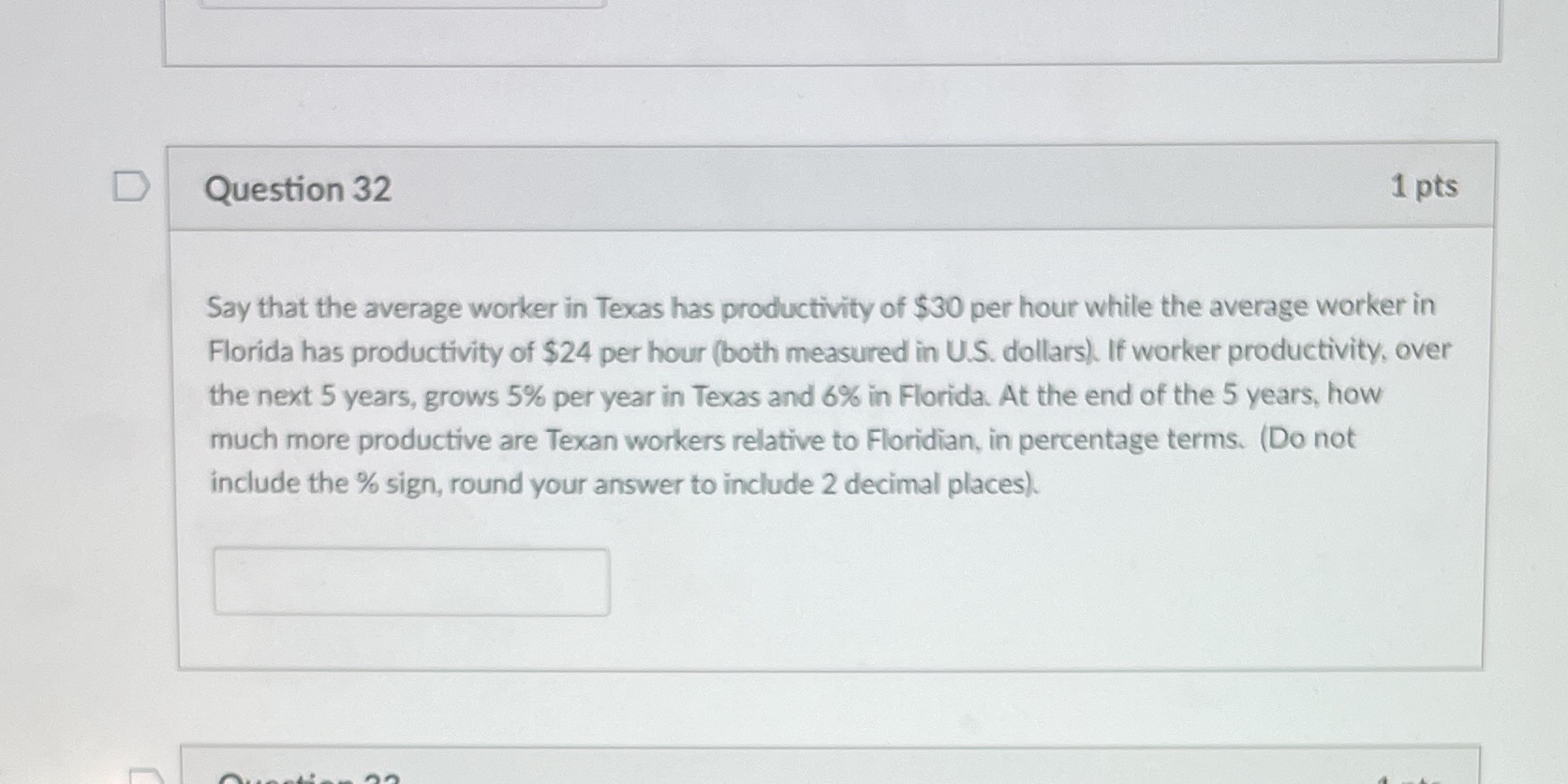 Texas has productivity of $30 per hour while the average worker in